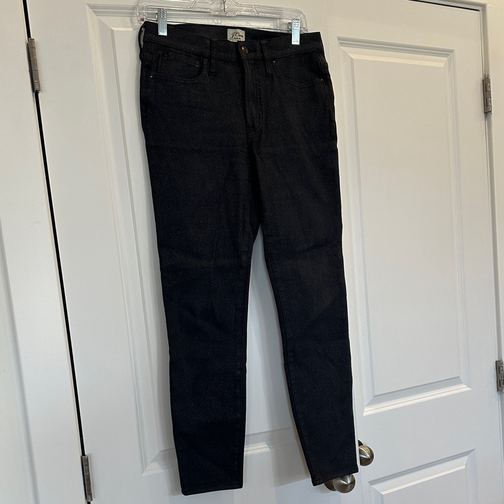 J. Crew Black Glitter Skinny Jeans